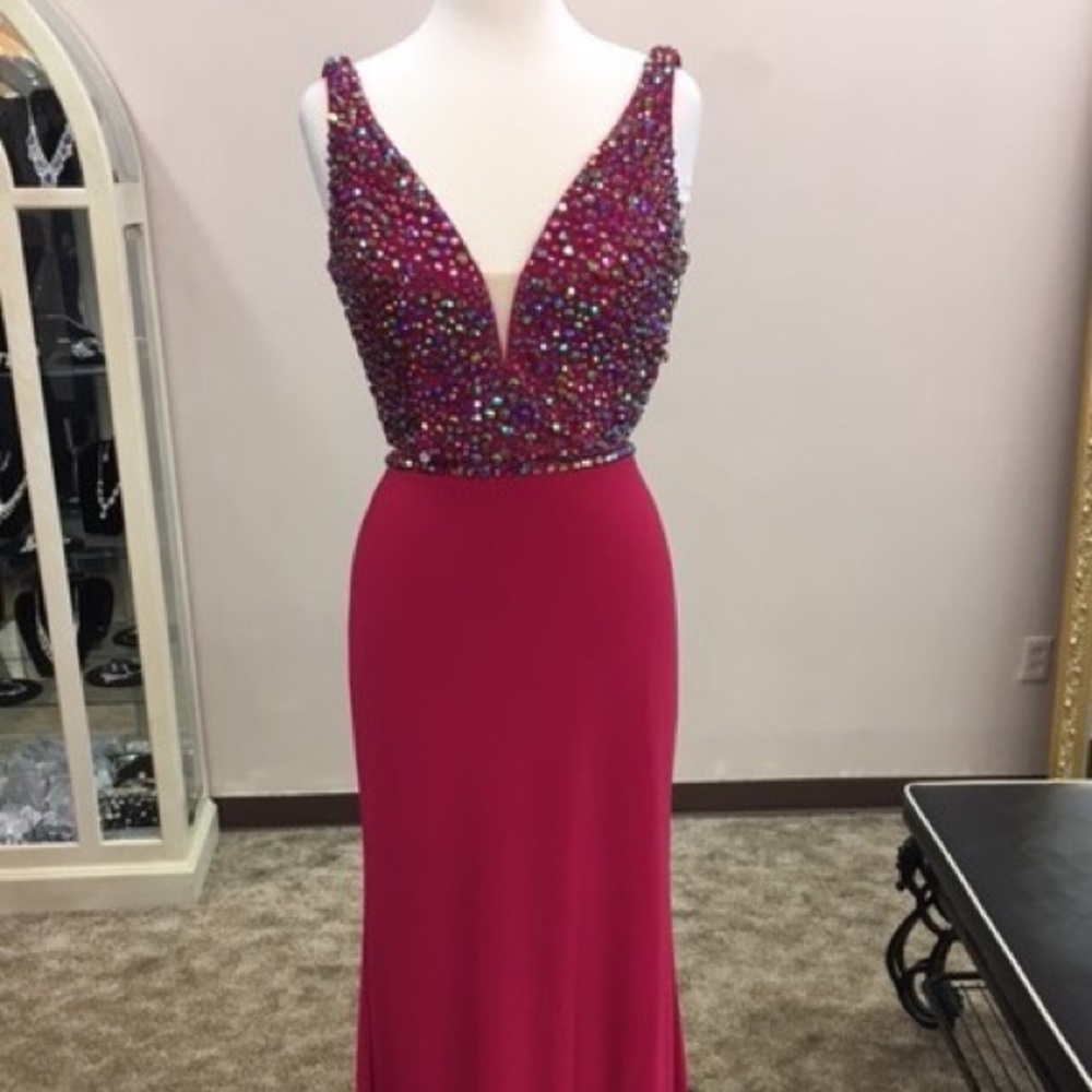 Sherri Hill Two Piece Ruby Red Prom Dress